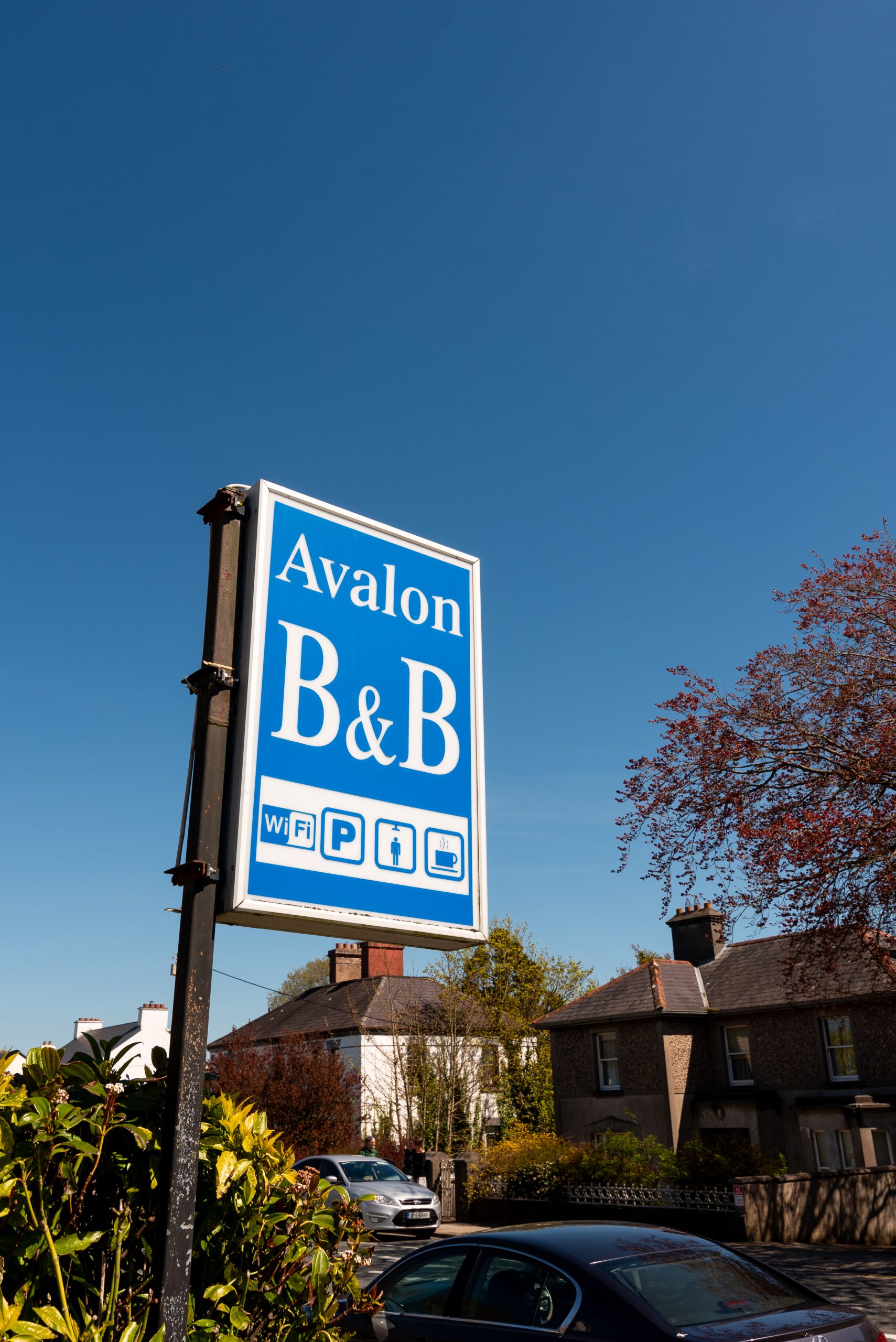 Avalon House bed and breakfast street sign on College Road